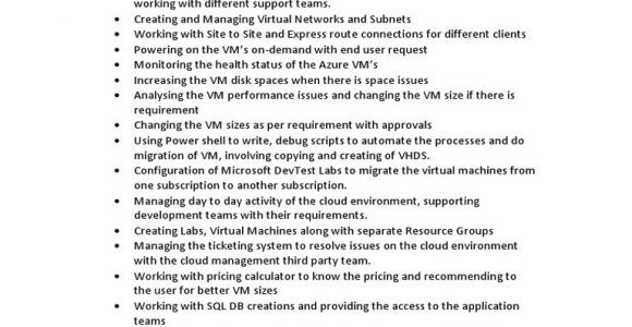Microsoft Azure Sample Resumes for 0 2 Years Experience Azure Sample Tasks for Resume Pdf Microsoft Azure Cloud …