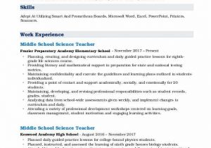 Middle School Science Teacher Resume Samples Middle School Science Teacher Resume Samples