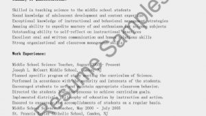 Middle School Science Teacher Resume Samples Resume Samples Middle School Science Teacher Resume Sample