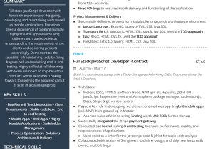 Net Developer with Json Java Script Sample Resume Free Full-stack Javascript Developer Resume Sample 2020 by Hiration