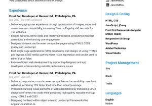Net Front End Developer Sample Resume Front End Developer Resume [guide & Examples] – Jofibo