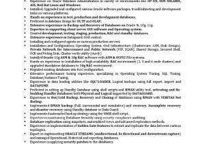Netbackup 8.0 Resume Sample for 10 Years Experience oracle Dba Sample Resume Pdf Backup Databases