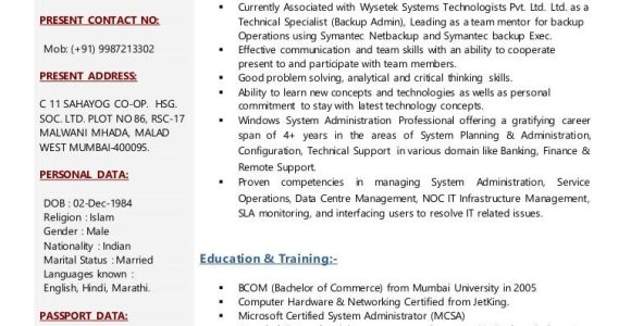 Netbackup 8.0 Resume Sample for 10 Years Experience Resume