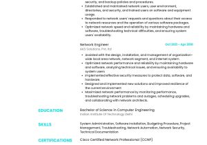 Network Engineer Sample Resume In India Sample Resume Of Network Engineer with Template & Writing Guide …