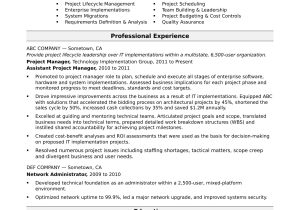Network Security Project Manager Sample Resume Midlevel It Project Manager Resume Monster.com