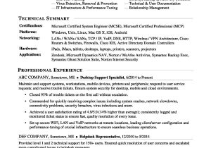 Network Support Technician Entry Level Resume Sample Sample Resume for Experienced It Help Desk Employee Monster.com