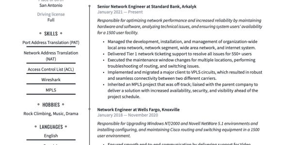 Networking and Network Ip Schemes Sample Resumes Network Engineer Resume & Writing Guide  20 Templates Pdf