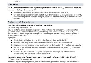 Networking Resume Sample without Work Experience Entry-level Systems Administrator Resume Sample Monster.com
