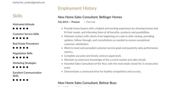 New Homes Sales Consultant Resume Sample New Home Sales Consultant Resume Example & Writing Guide Â· Resume.io