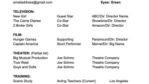 New York City Actor Resume Sample Actor’s Basic Resume: What to Include, What to Avoid (plus A Free …