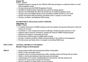 Occupational Health and Safety Resume Sample Ehs Specialist Cv November 2020