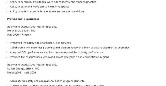 Occupational Health and Safety Resume Templates Sample Safety and Occupational Health Specialist Resume Resume …