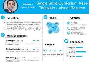 One Slide Resume Template Ppt Download Single Slide Curriculum Vitae Template – Visual Resume – Ppt Download