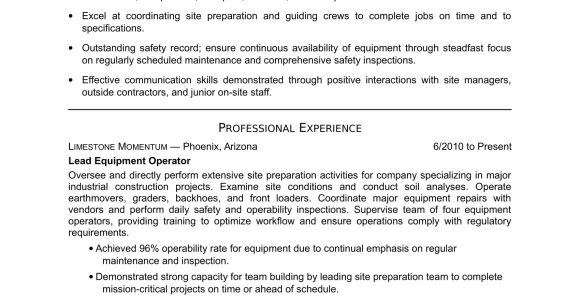 Operation and Maintenance Technician Resume Sample Monster Equipment Operator Resume Sample Monster.com