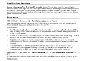 Operation and Maintenance Technician Resume Sample Monster forklift Operator Resume Monster.com