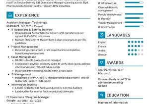 Operations Manager with One Year Experience Sample Resume It Operations Manager Resume Sample 2022 Writing Tips – Resumekraft