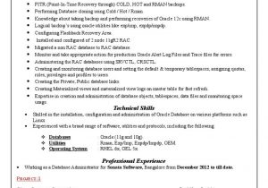 Oracle Dba Sample Resume for 2 Years Experience oracle Dbaa Resume oracle Database