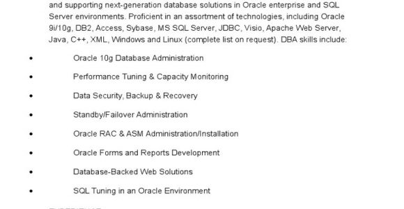 Oracle Dba Sample Resumes for Experienced Database Administrator Resume Sample Pdf oracle Database …