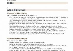 Oracle Pl Sql Developer Resume Sample oracle Plsql Developer Resume Samples