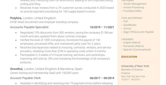 Oracle Procure to Pay Sample Resume 4 Accounts Payable Resume Examples for 2022 Resume Worded
