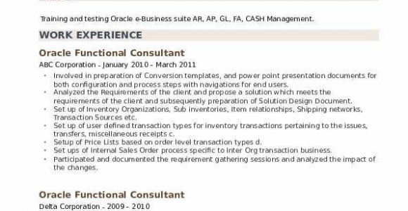 Oracle Scm Functional Consultant Resume Sample oracle Functional Consultant Resume Samples