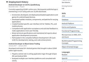 Orange County Resumes Samples for android 7 Year android Developer Resume Guide & Examples  20 Pdf’s 2022