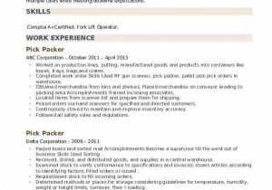 Order Picking and Packing Resume Sample Pick Packer Resume Samples
