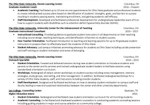 Osu Arts and Science Career Services Sample Resume Resumes and Cover Letters Ohio State Alumni association