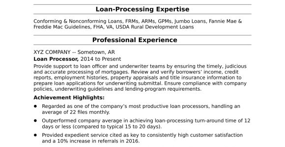 Outstanding Sample Of A Mortgage Loans Officer Resume Mortgage Loan Processor Resume Sample Monster.com
