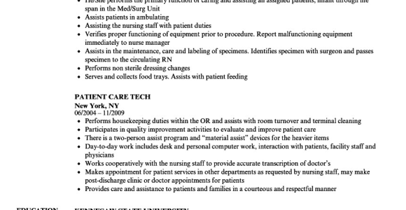 Patient Care Technician Resume Objective Sample Patient Care Technician Resume Examples Free Resume
