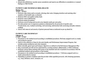 Patient Care Technician Resume Objective Sample Patient Care Technician Resume Resume Template Database