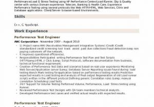 Performance Testing Using Jmeter Resume Sample Performance Test Engineer Resume Samples