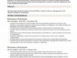 Pharmacy Technician Resume Sample for Hospital Pharmacy Technician Resume Samples