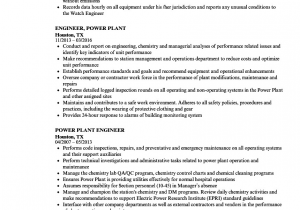 Power Plant Electrical Engineer Resume Sample Power Plant Engineer Resume Samples