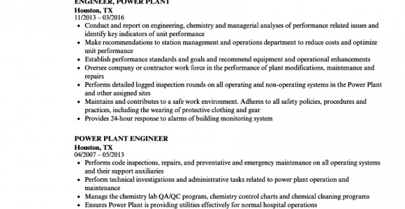 Power Plant Electrical Engineer Resume Sample Power Plant Engineer Resume Samples