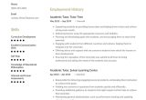 Private Tutor Sample Resume Core Qualifications Tutor Resume Example & Writing Guide Â· Resume.io