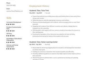 Private Tutor Sample Resume Core Qualifications Tutor Resume Example & Writing Guide Â· Resume.io