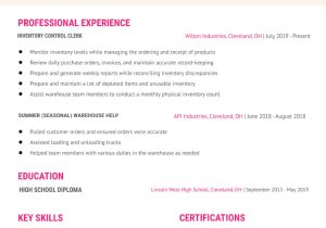 Product Material Cost Controller Resume Samples Inventory Control Clerk Resume Examples In 2022 – Resumebuilder.com Product Material Cost Controller Resume Samples Inventory Control Clerk Resume Examples In 2022 – Resumebuilder.com