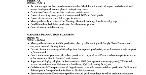 Production Planning and Control Manager Resume Sample Pdf Manager Production Planning Resume Samples