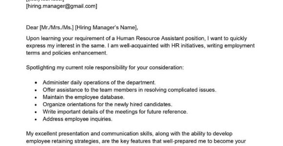 Professional Cover Letter for Resume assistance Human Resource Sample Human Resource assistant Cover Letter Examples – Qwikresume