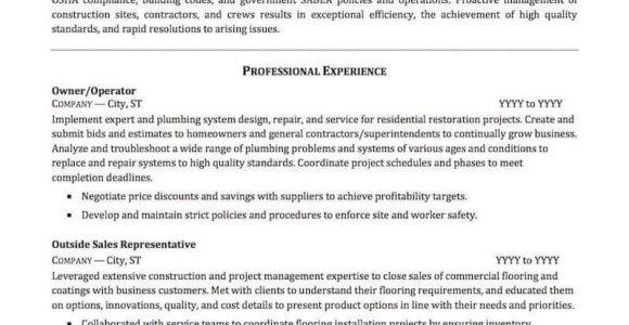 Professional Summary Resume Sample for Construction Contractor and Construction Resume Samples Professional Resume …