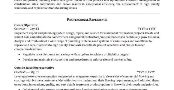 Professional Summary Resume Sample for Construction Contractor and Construction Resume Samples Professional Resume …