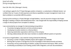 Program Manager Resume Cover Letter Samples Project Manager Cover Letter