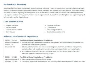Psychiatric Nurse Practitioner Student Resume Sample Psychiatric Mental Health Nurse Practitioner Resume
