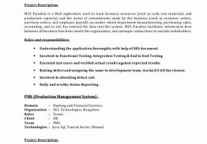 Qa Sample Resume with Banking Experience Sample Qa Tester Resume for Banking Domain Best Resume