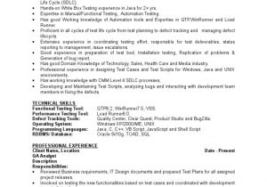 Qtp Sample Resume for software Testers Qa – Sample Resume – Cv Pdf software Testing software …