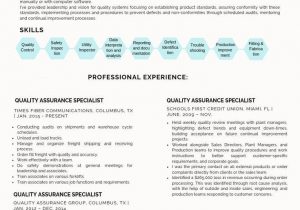Quality assurance Resume Sample for Freshers Quality assurance Specialist Resume Examples assurance