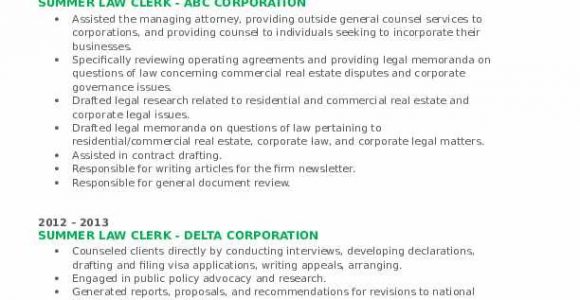 Real Estate Law Clerk Resume Sample Summer Law Clerk Resume Samples