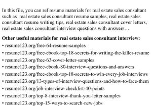 Real Estate Sales Consultant Resume Sample top 8 Real Estate Sales Consultant Resume Samples