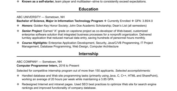 Recent Graduate Resume Computer Science Sample Entry-level Programmer Resume Monster.com